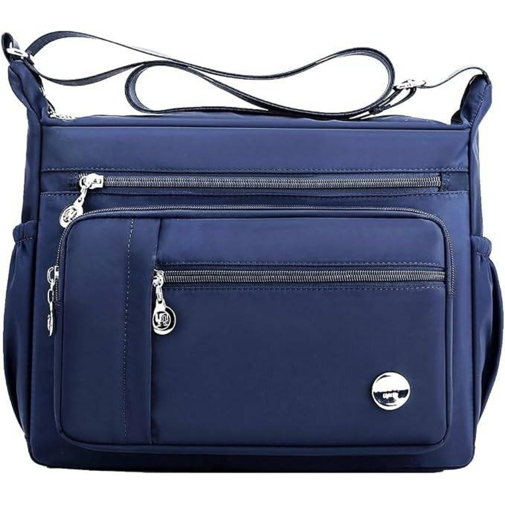 Mintegra Crossbody Bag Women Medium Navy Blue Nylon Multi-Pocket Travel NWT